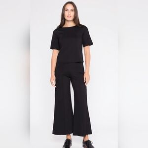 Women's Black Wide-Leg Ponte Pants — Sleek High-Rise Style